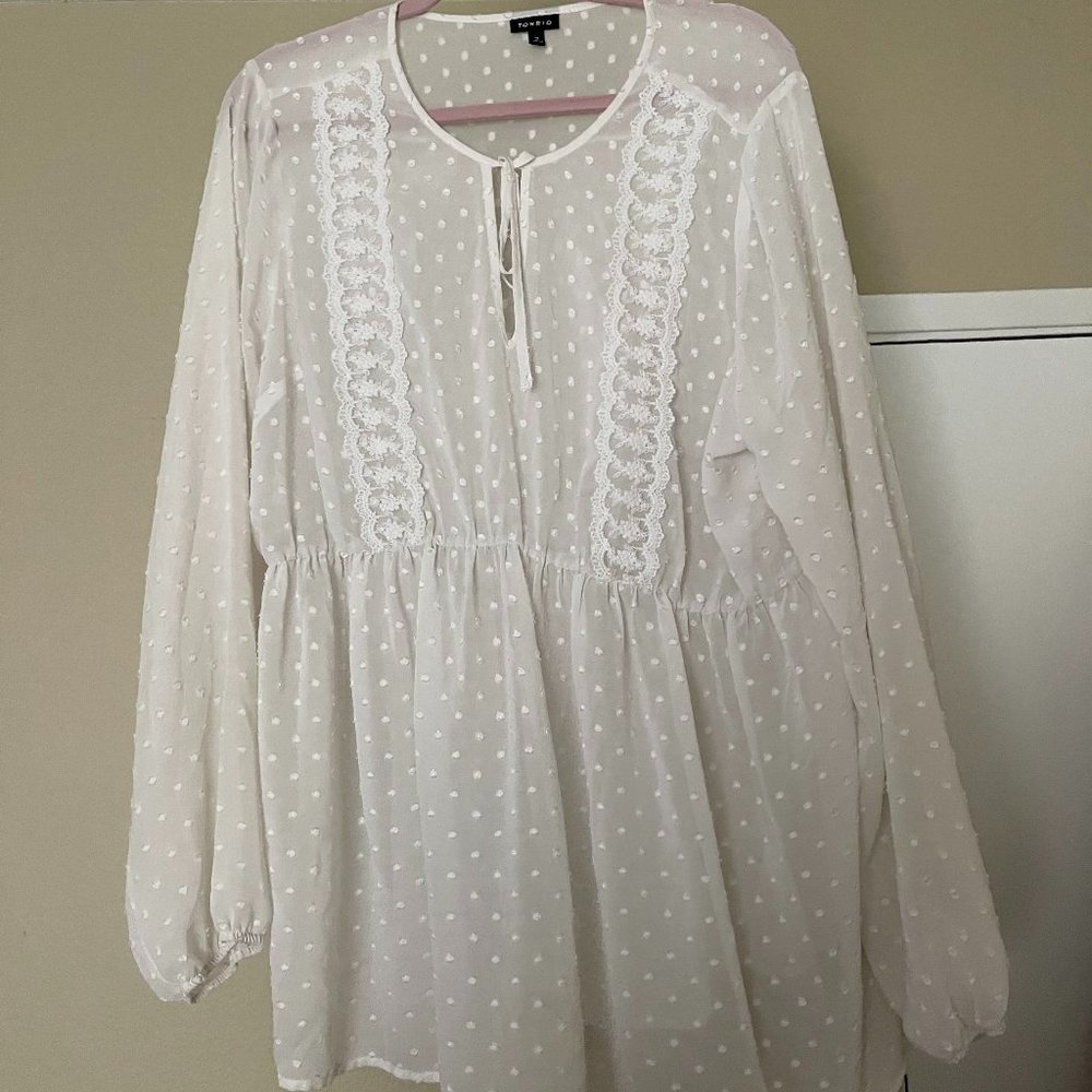 Torrid Sheer White Blouse